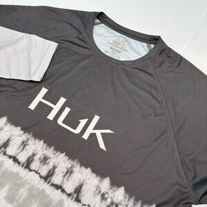 Huk Mens Salt Stripe Pursuit Performance Fishing Shirt, Size Large, Volcanic Ash